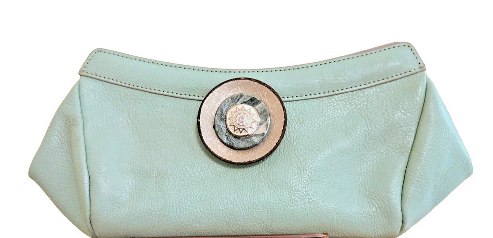 Latico green turquoise Clutch purse with brooch vintage look